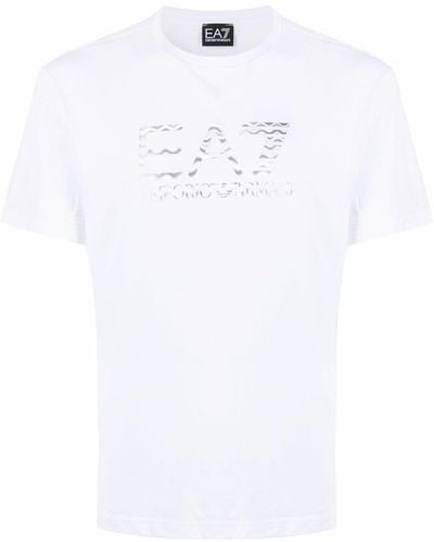 EA7 T-Shirt mit Logo-Print - Weiß