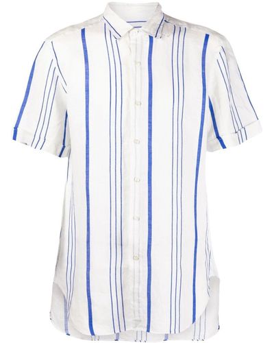 Peninsula Stripe-print Short.sleeved Shirt - Blue