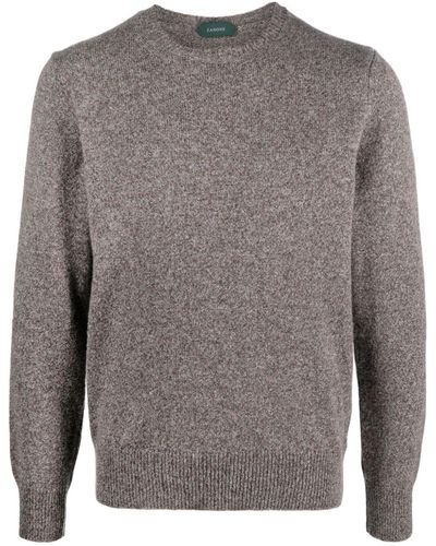 Zanone Intarsia-knit Wool Sweater - Grey