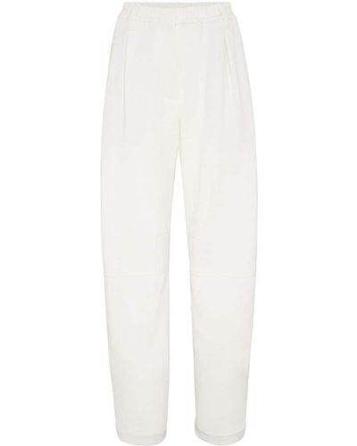 Brunello Cucinelli Pintuck-Detail Straight-Leg Pants - White