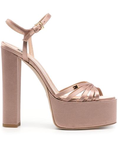 Elisabetta Franchi 140mm Platform Satin Sandals - Pink