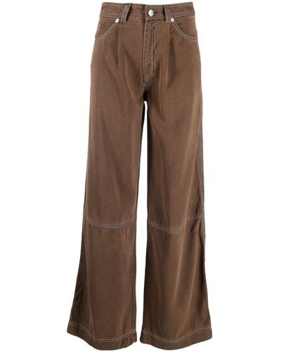 Rodebjer Wide-leg Lyocell Trousers - Brown