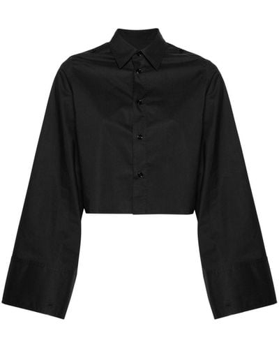 MM6 by Maison Martin Margiela Extra-long Sleeve Cropped Shirt - Black
