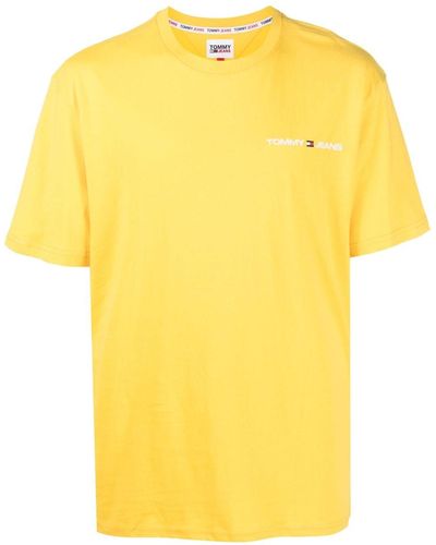 Tommy Hilfiger Logo-embroidered Cotton T-shirt - Yellow