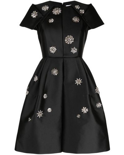 Dice Kayek Crystal-embellished Short-sleeve Dress - Black