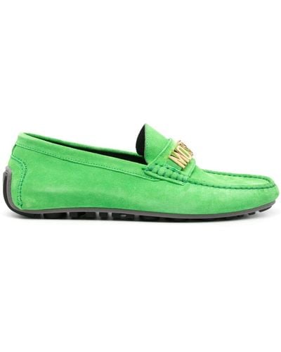 Moschino Logo-embellished Suede Loafers - Green
