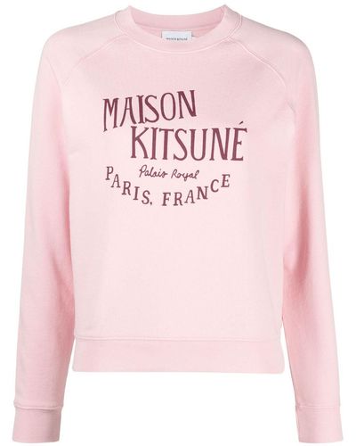 Maison Kitsuné Sweat en coton à logo imprimé - Rose