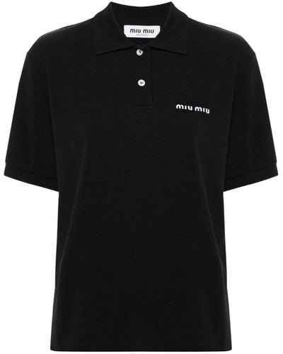 Miu Miu Poloshirt mit Logo-Stickerei - Schwarz