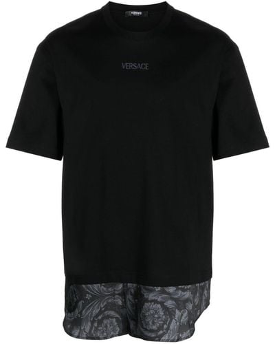 Versace T-shirt en coton à imprimé Barocco - Noir