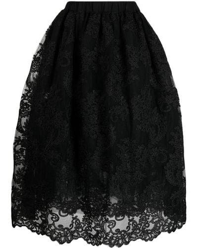Simone Rocha Lace-overlay Tulle Midi Skirt - Black