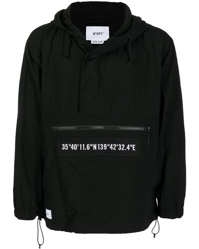 WTAPS Logo-print Pullover Hooded Jacket - Black