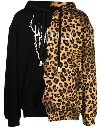 Haculla Panelled Leopard-print Logo Hoodie - Black