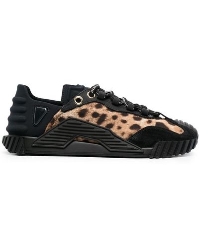 Dolce & Gabbana Leopard Panel Low-top Sneakers - Brown