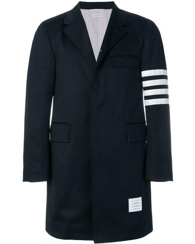 Thom Browne Unconstructed 4-Bar Stripe Classic Chesterfield Overcoat - Blu