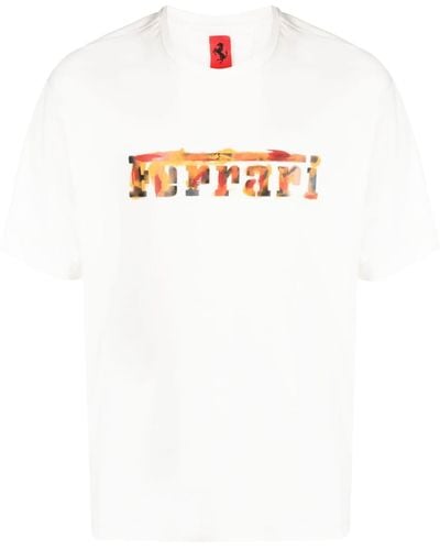 Ferrari T-Shirt mit Logo-Malerei - Weiß