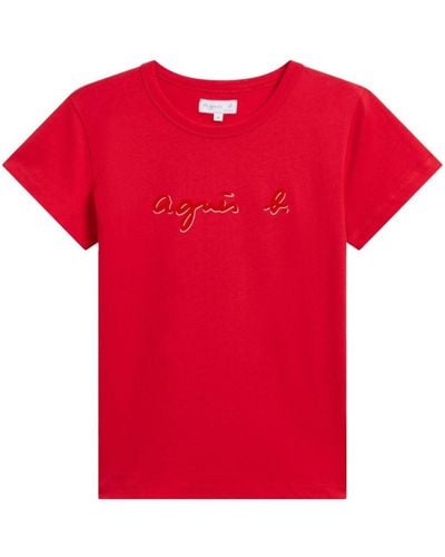 agnès b. Logo-print T-shirt - Red