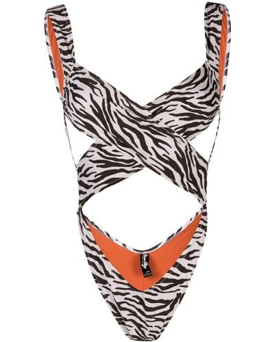 Reina Olga Leopard-print Crossover One-piece - Natural