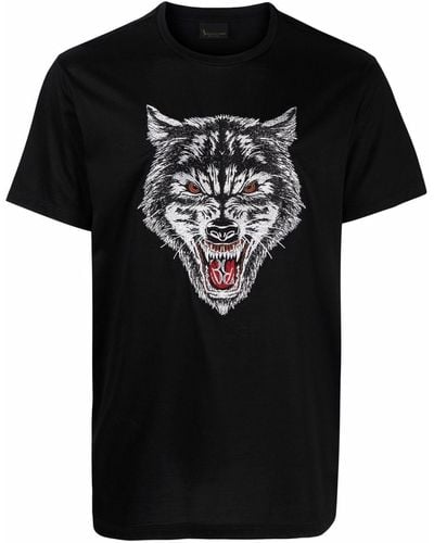 Billionaire T-shirt Met Wolfprint - Zwart