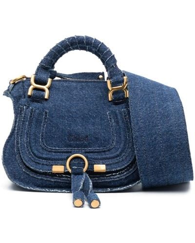 Chloé Mini Marcie Denim Top-handle Bag - Blue
