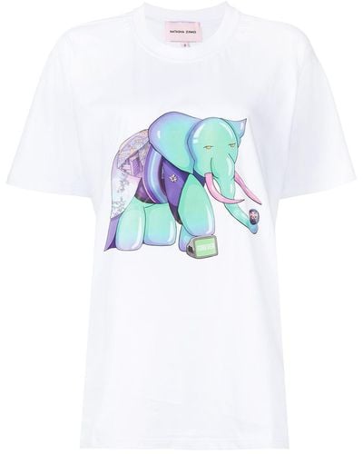 Natasha Zinko T-Shirt mit Elefanten-Print - Weiß