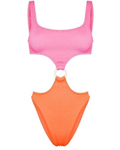 Mc2 Saint Barth Cut-out Crinkled Swimsuit - Pink