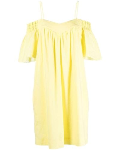 Karl Lagerfeld Belted Linen-blend Midi Dress - Yellow