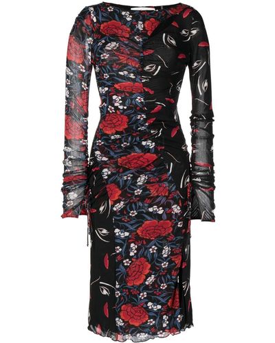 Diane von Furstenberg Devanna Floral-print Midi Dress - Black