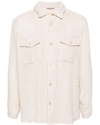 AURALEE Long-sleeve Tweed Shirt - Natural