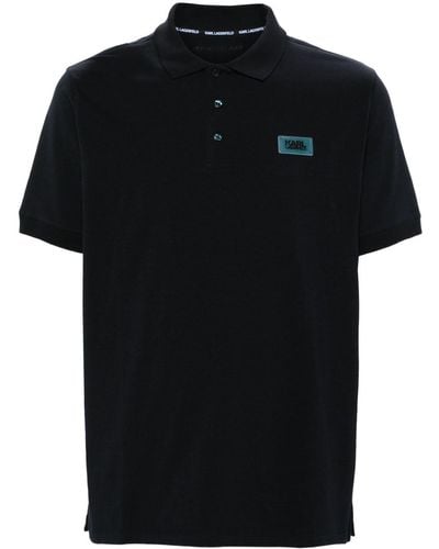 Karl Lagerfeld Logo-patch Jersey Polo Shirt - Black