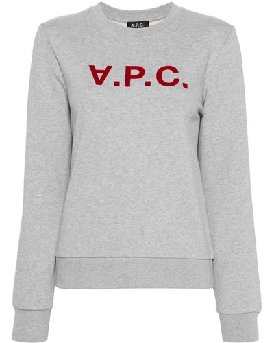 A.P.C. Flocked Logo Organic Cotton Sweatshirt - Grey
