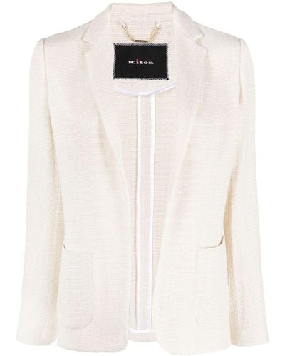 Kiton Pinstripe-print Wool Blazer - White