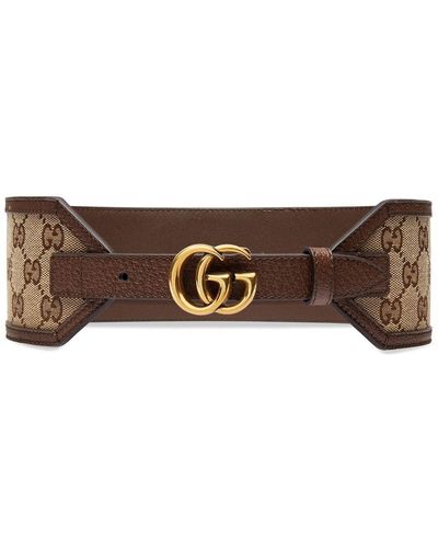 Gucci Canvas-Gürtel mit GG-Schnalle - Braun