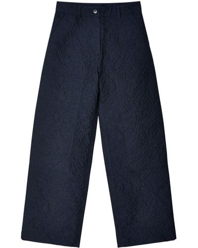 Cecilie Bahnsen Pantalon en coton à coupe droite - Bleu