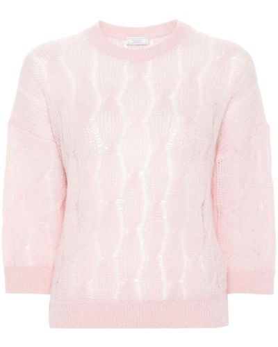 Peserico Pullover im Metallic-Look - Pink
