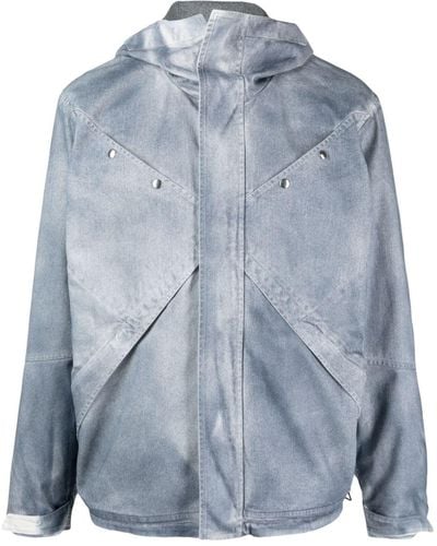 RANRA Faded-effect Hooded Denim Jacket - Blue