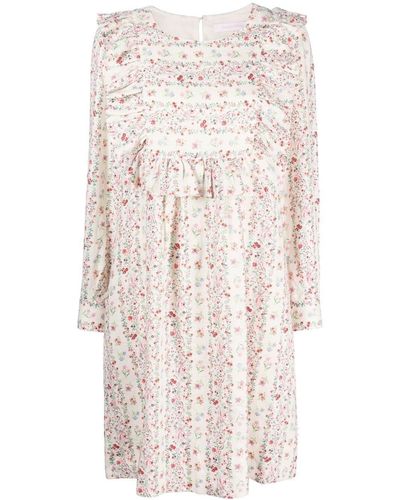 See By Chloé Floral-print Long-sleeve Dress - White