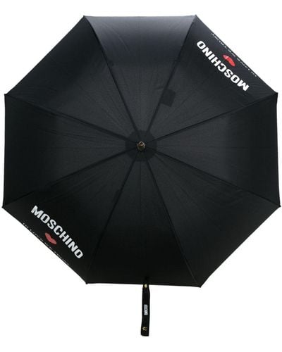 Moschino Paraguas con eslogan estampado - Negro