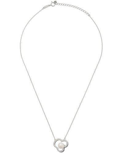 Tasaki 18kt White Gold Collection Line Chants Diamond And Akoya Pearl Pendant - Metallic