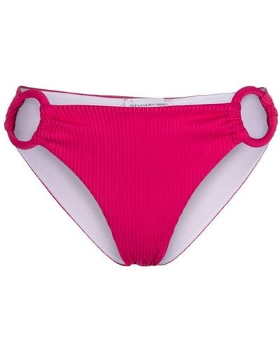 Alexandra Miro Ring-detail Ribbed Bikini Bottoms - Pink