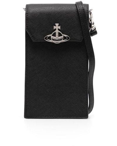 Vivienne Westwood Pochette pour smartphone en cuir à plaque Orb - Noir