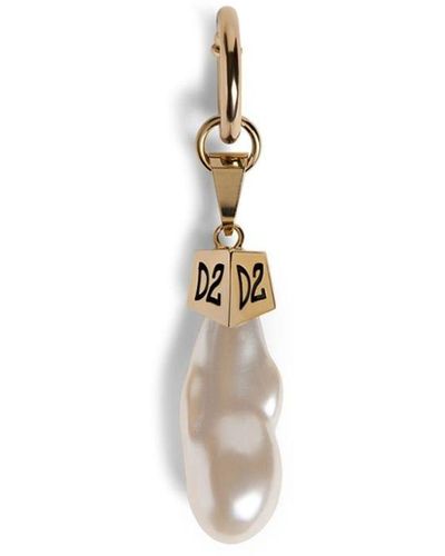 DSquared² Logo-engraved Pearl Drop Earring - White