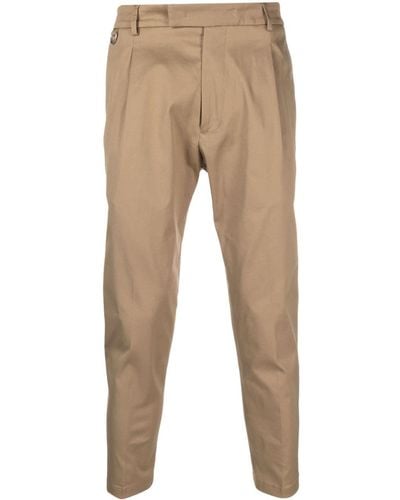 Low Brand Pleat-detail Cotton Chinos - Natural