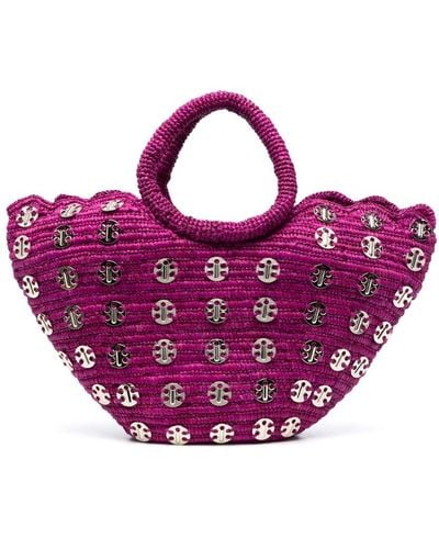 Rabanne Metallic Disc Basket Bag - Pink