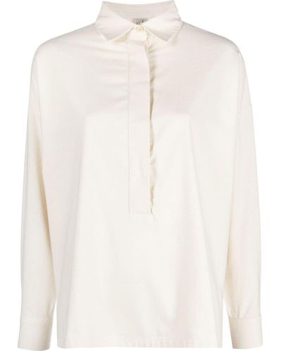 Baserange Stoa Half-button Silk Shirt - White