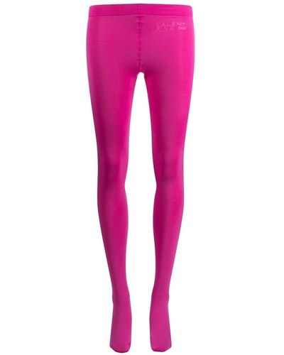 Valentino Garavani Logo-print Elasticated-waistband Tights - Pink