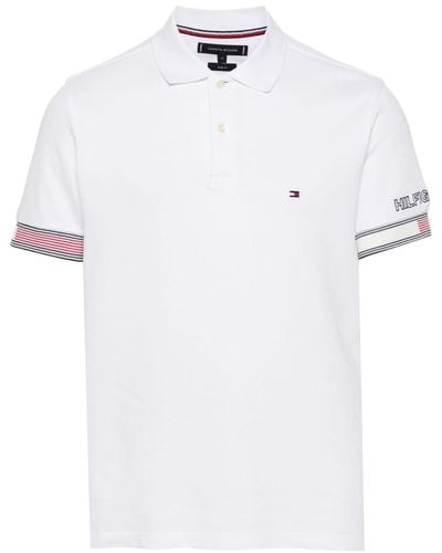 Tommy Hilfiger Logo-embroidered cotton polo shirt - Weiß