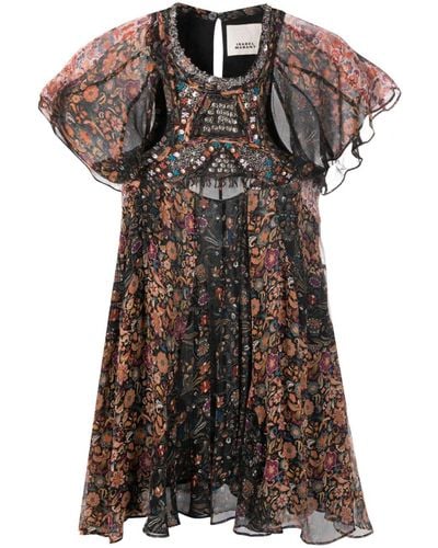 Isabel Marant Mini-jurk Met Bloemenprint - Zwart
