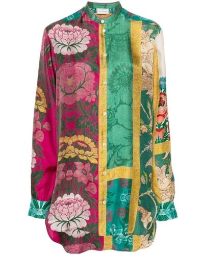Pierre Louis Mascia Floral-print Silk Shirt - グリーン