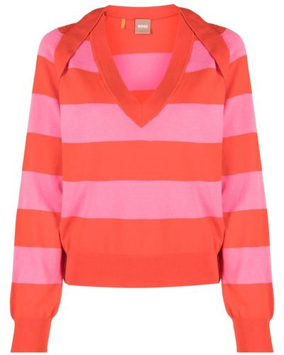 BOSS Pullover mit V-Ausschnitt - Pink