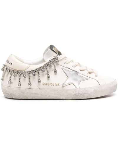 Golden Goose Super-star Crystal-embellished Sneakers - White